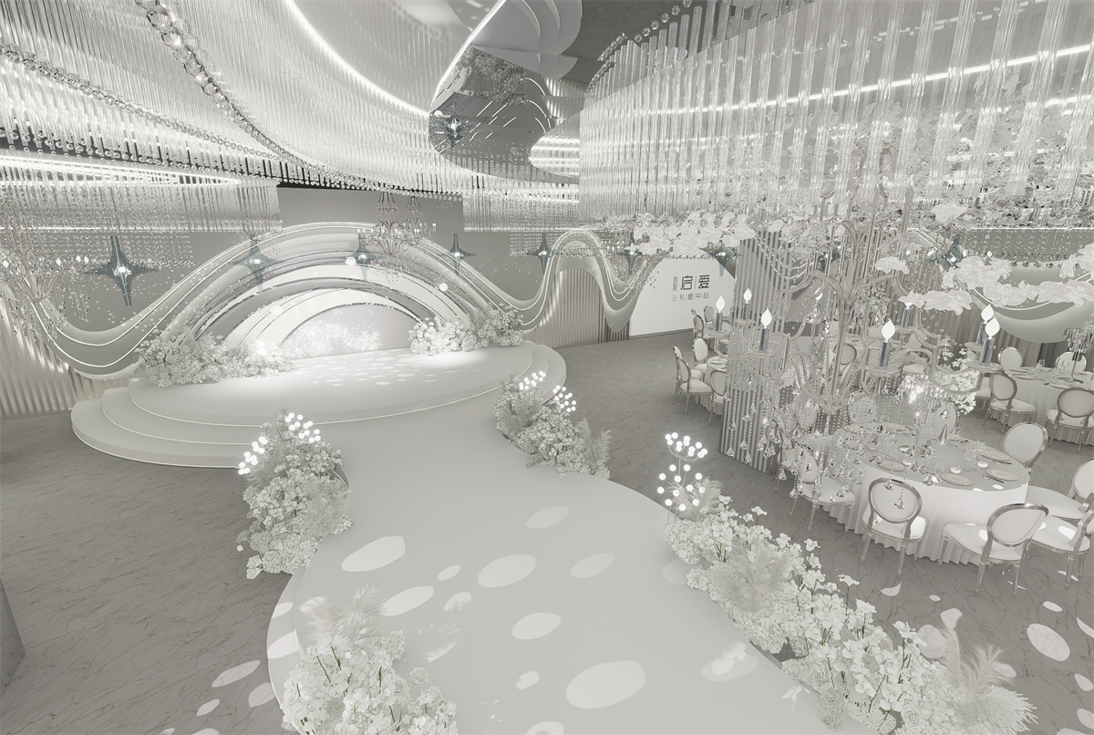 郑州启爱礼宴多色系婚礼堂装修设计