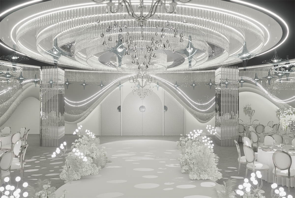 郑州启爱礼宴多色系婚礼堂装修设计