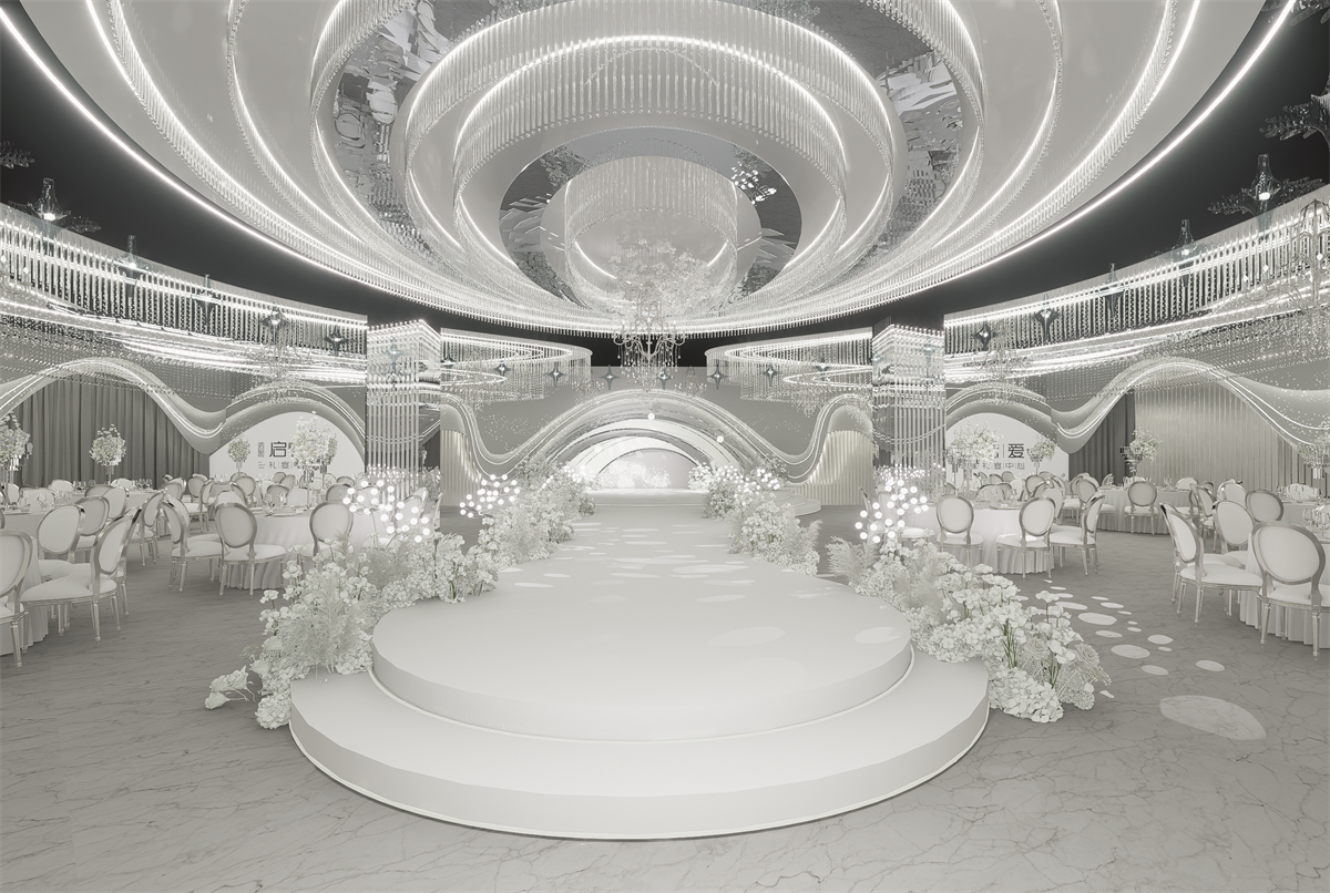 郑州启爱礼宴多色系婚礼堂装修设计