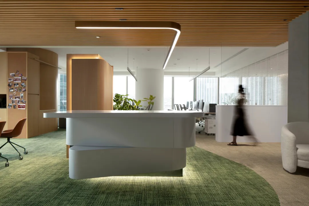 原木色+绿色 阳光花园般的办公室装修设计案例(图3)